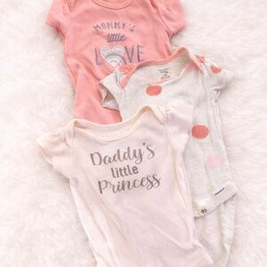 Set of Three Baby Onesies with Cute Prints
